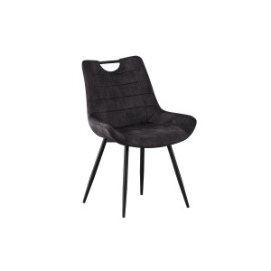 Chaise 'NINO' Velours Gris, dimension H84 x L56 x P62.5, idéal pour votre cuisine ou salle à manger