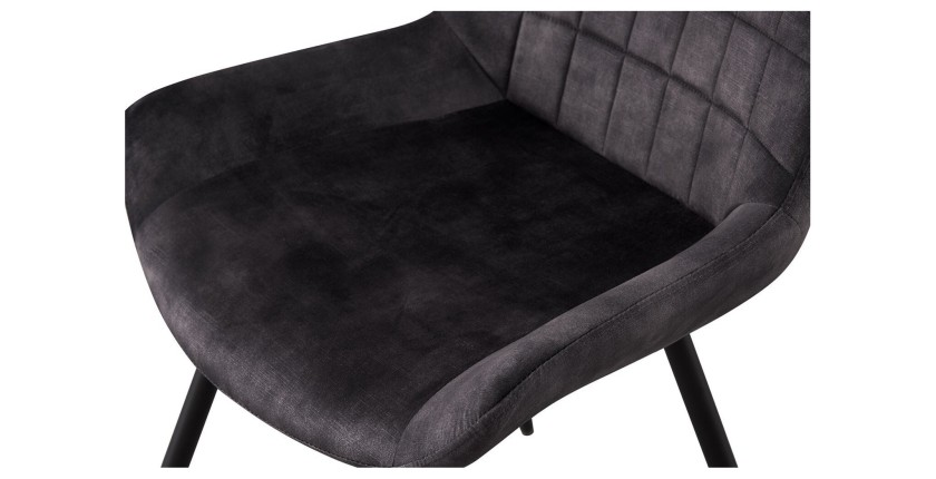 Chaise 'NINO' Velours Gris, dimension H84 x L56 x P62.5, idéal pour votre cuisine ou salle à manger