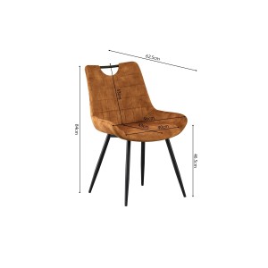 Chaise 'NINO' Velours Or, dimension H84 x L56 x P62.5, idéal pour votre cuisine ou salle à manger