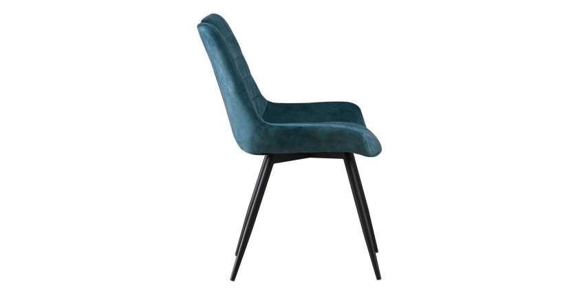 Chaise 'NINO' Velours Petrol, dimension H84 x L56 x P62.5, idéal pour votre cuisine ou salle à manger