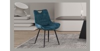Chaise 'NINO' Velours Petrol, dimension H84 x L56 x P62.5, idéal pour votre cuisine ou salle à manger