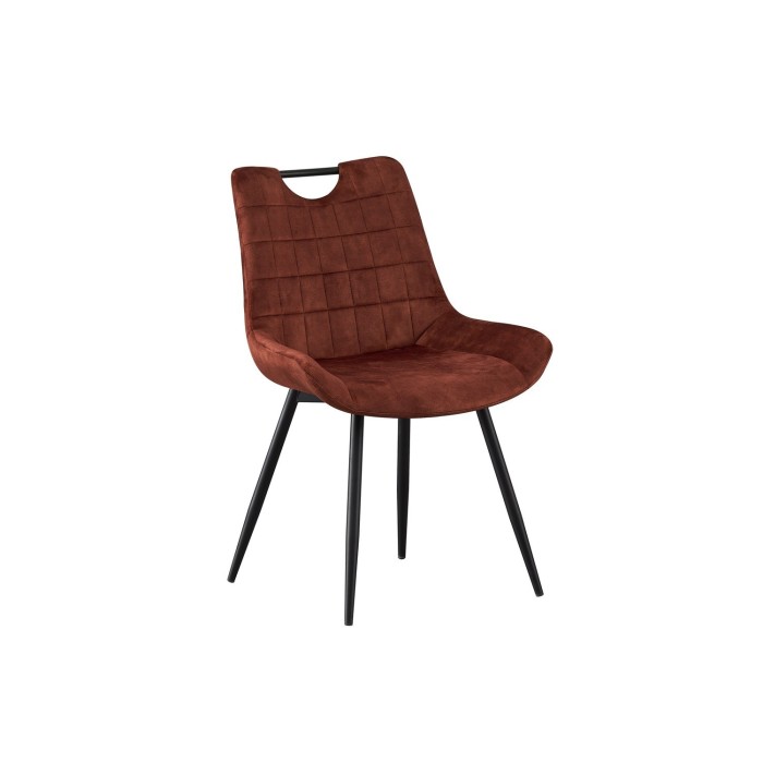 Chaise 'NINO' Velours Rouille, dimension H84 x L56 x P62.5, idéal pour votre cuisine ou salle à manger