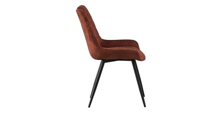 Chaise 'NINO' Velours Rouille, dimension H84 x L56 x P62.5, idéal pour votre cuisine ou salle à manger