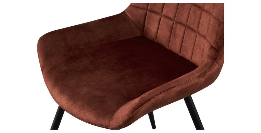 Chaise 'NINO' Velours Rouille, dimension H84 x L56 x P62.5, idéal pour votre cuisine ou salle à manger