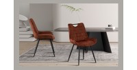 Chaise 'NINO' Velours Rouille, dimension H84 x L56 x P62.5, idéal pour votre cuisine ou salle à manger