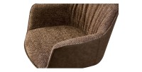 Chaise 'LUCIA' Bouclé Sable Dos PU Brun, dimension H82.5 x L62 x P63, idéal pour votre cuisine ou salle à manger