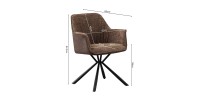 Chaise 'LUCIA' Bouclé Sable Dos PU Brun, dimension H82.5 x L62 x P63, idéal pour votre cuisine ou salle à manger