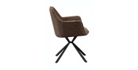 Chaise 'LUCIA' Bouclé Sable Dos PU Brun, dimension H82.5 x L62 x P63, idéal pour votre cuisine ou salle à manger