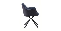 Chaise 'LUCIA' Bouclé Bleu Dos PU Bleu, dimension H82.5 x L62 x P63, idéal pour votre cuisine ou salle à manger