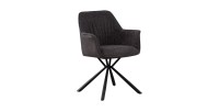 Chaise 'LUCIA' Bouclé Gris Dos PU Gris clair, dimension H82.5 x L62 x P63, idéal pour votre cuisine ou salle à manger