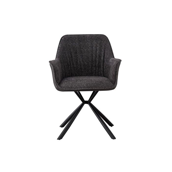 Chaise 'LUCIA' Bouclé Gris Dos PU Gris clair, dimension H82.5 x L62 x P63, idéal pour votre cuisine ou salle à manger