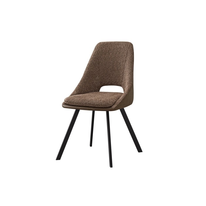 Chaise revêtement Bouclé pour salle à manger coloris Sable. Collection FILA