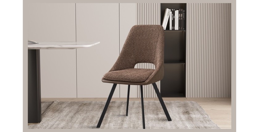Chaise revêtement Bouclé pour salle à manger coloris Sable. Collection FILA