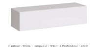 Meuble TV suspendu 120cm coloris blanc collection SWITCH. Finitions brillantes.