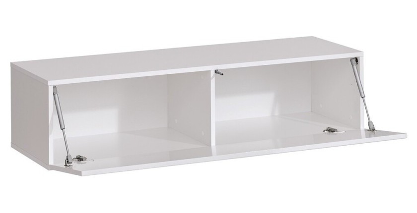 Meuble TV suspendu 120cm coloris blanc collection SWITCH. Finitions brillantes.