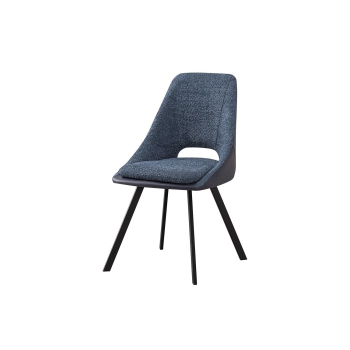 Chaise revêtement Bouclé pour salle à manger coloris Bleu. Collection FILA