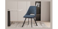 Chaise revêtement Bouclé pour salle à manger coloris Bleu. Collection FILA