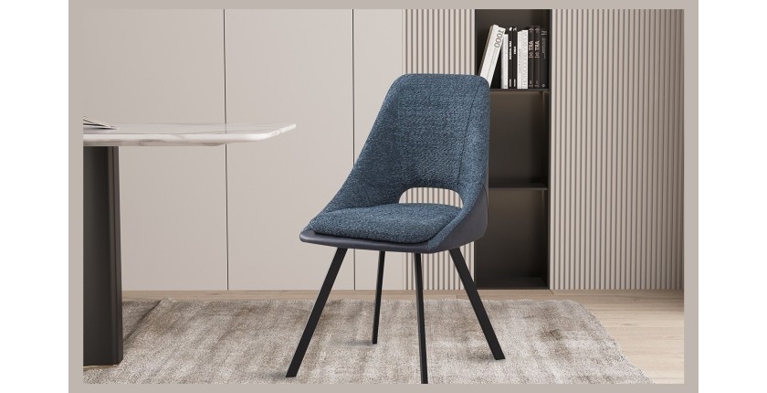 Chaise revêtement Bouclé pour salle à manger coloris Bleu. Collection FILA
