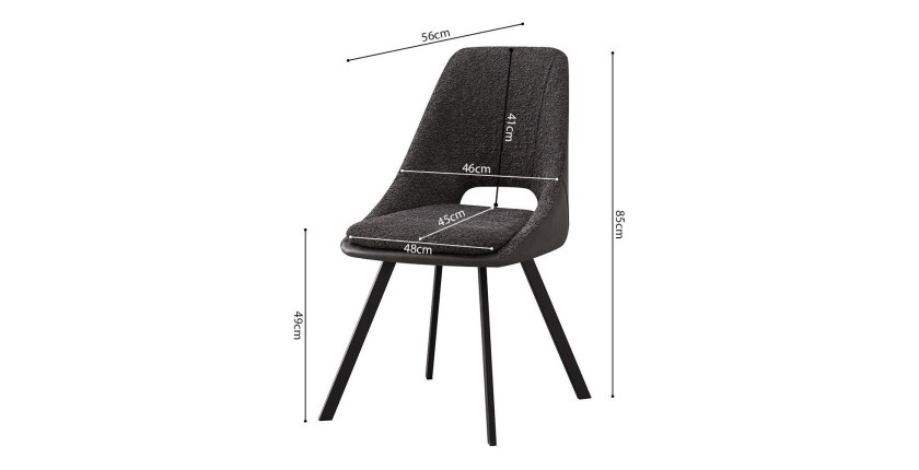 Chaise revêtement Bouclé pour salle à manger coloris Gris. Collection FILA