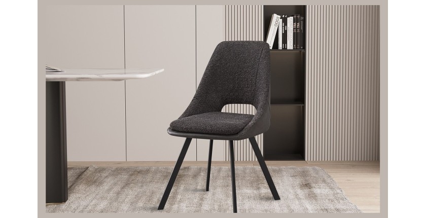 Chaise revêtement Bouclé pour salle à manger coloris Gris. Collection FILA
