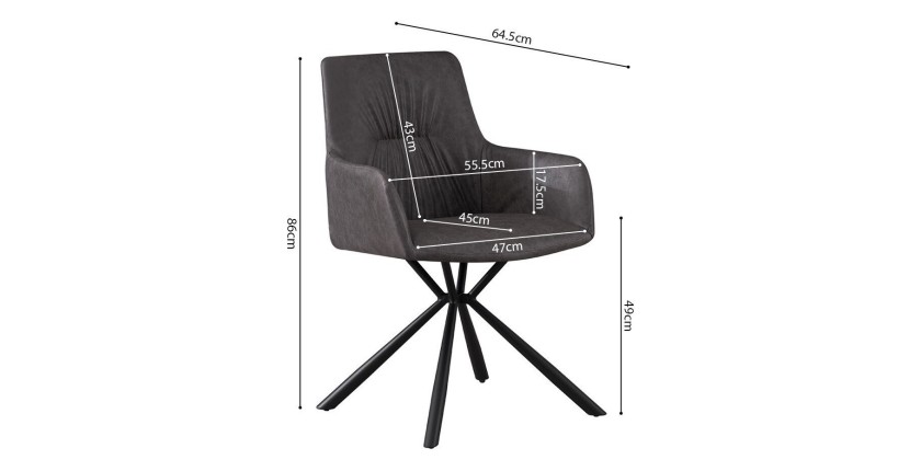 Chaise 'LYRO' PU Gris clair, dimension H86 x L55.5 x P64.5, idéal pour votre cuisine ou salle à manger