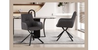 Chaise 'LYRO' PU Gris clair, dimension H86 x L55.5 x P64.5, idéal pour votre cuisine ou salle à manger