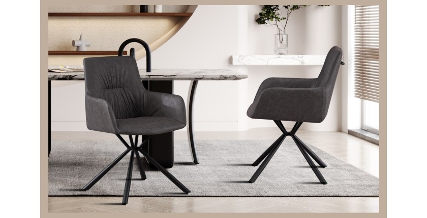 Chaise 'LYRO' PU Gris clair, dimension H86 x L55.5 x P64.5, idéal pour votre cuisine ou salle à manger