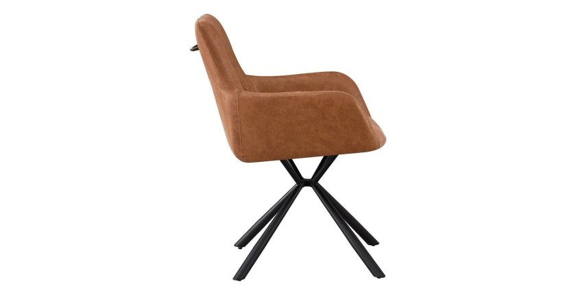 Chaise 'LYRO' PU Cognac, dimension H86 x L55.5 x P64.5, idéal pour votre cuisine ou salle à manger
