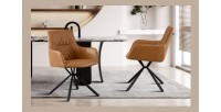 Chaise 'LYRO' PU Cognac, dimension H86 x L55.5 x P64.5, idéal pour votre cuisine ou salle à manger