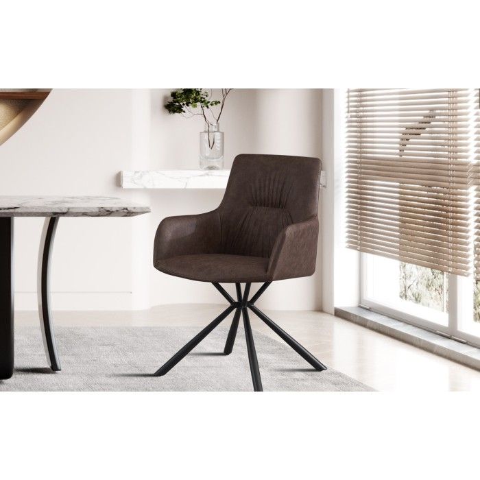 Chaise 'LYRO' PU Brun, dimension H86 x L55.5 x P64.5, idéal pour votre cuisine ou salle à manger