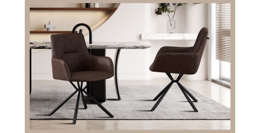 Chaise 'LYRO' PU Brun, dimension H86 x L55.5 x P64.5, idéal pour votre cuisine ou salle à manger