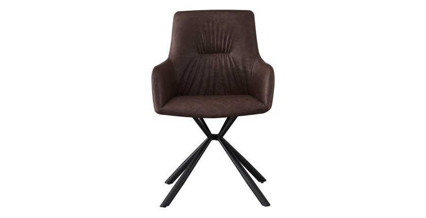 Chaise 'LYRO' PU Brun, dimension H86 x L55.5 x P64.5, idéal pour votre cuisine ou salle à manger