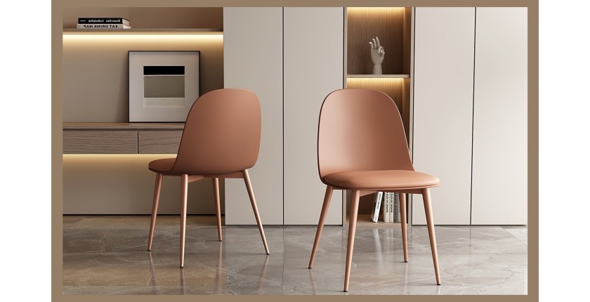 Chaise 'JASMON' coussin PU Terracotta, dimension H81 x L51 x P44, idéal pour votre cuisine ou salle à manger