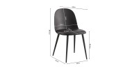 Chaise 'JASMON' coussin PU Noir, dimension H81 x L51 x P44, idéal pour votre cuisine ou salle à manger