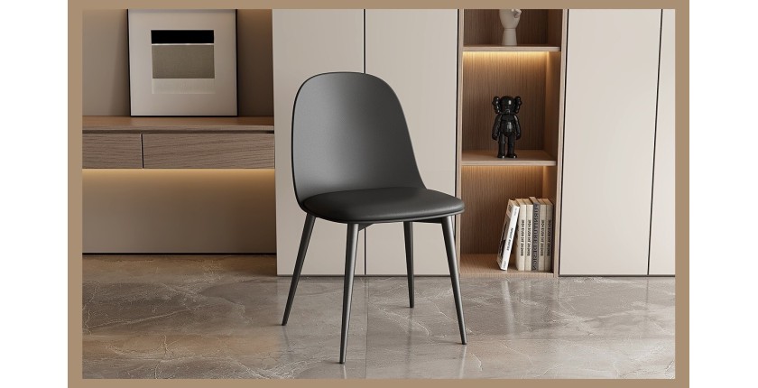 Chaise 'JASMON' coussin PU Noir, dimension H81 x L51 x P44, idéal pour votre cuisine ou salle à manger