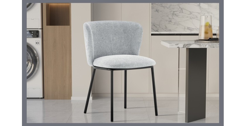 Chaise 'ARTHUS' Tissu Gris clair, dimension H76 x L52 x P54, idéal pour votre cuisine ou salle à manger