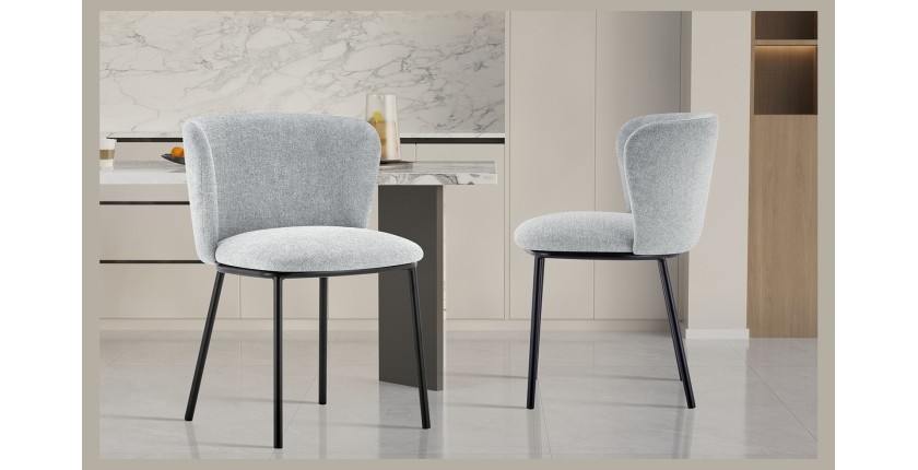 Chaise 'ARTHUS' Tissu Gris clair, dimension H76 x L52 x P54, idéal pour votre cuisine ou salle à manger