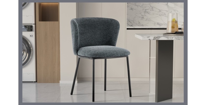 Chaise 'ARTHUS' Tissu Gris foncé, dimension H76 x L52 x P54, idéal pour votre cuisine ou salle à manger