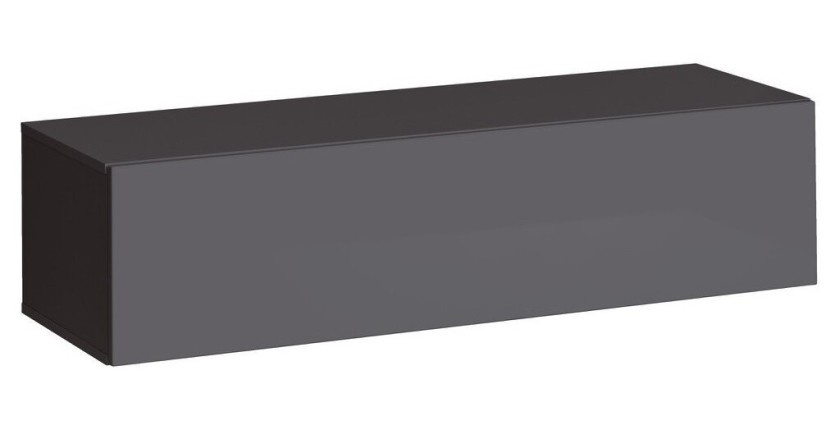 Meuble TV suspendu 120cm coloris gris collection SWITCH. Finitions brillantes.