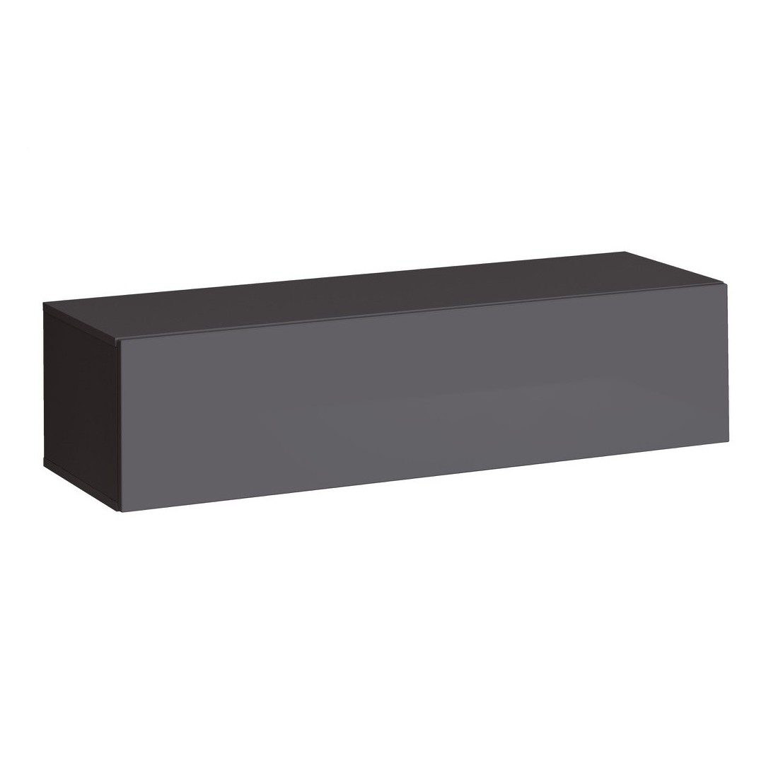 Meuble TV suspendu 120cm coloris gris collection SWITCH. Finitions brillantes.