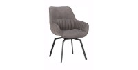 Chaise BOBO PU Micro fibre Gris, dimensions: H84 x L66.5 x P61 cm, idéal pour votre cuisine ou salle à manger