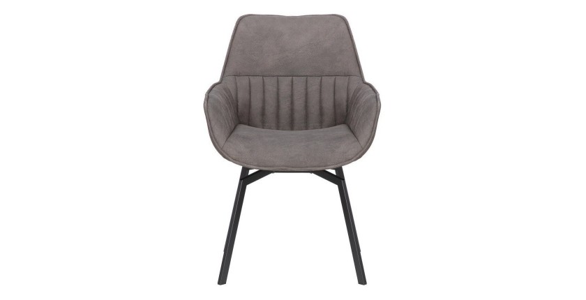 Chaise BOBO PU Micro fibre Gris, dimensions: H84 x L66.5 x P61 cm, idéal pour votre cuisine ou salle à manger