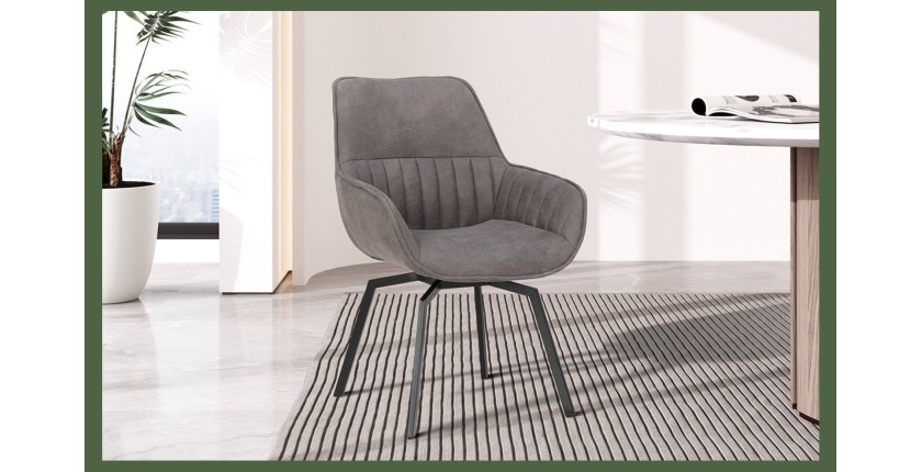Chaise BOBO PU Micro fibre Gris, dimensions: H84 x L66.5 x P61 cm, idéal pour votre cuisine ou salle à manger
