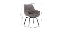 Chaise BOBO PU Micro fibre Gris, dimensions: H84 x L66.5 x P61 cm, idéal pour votre cuisine ou salle à manger