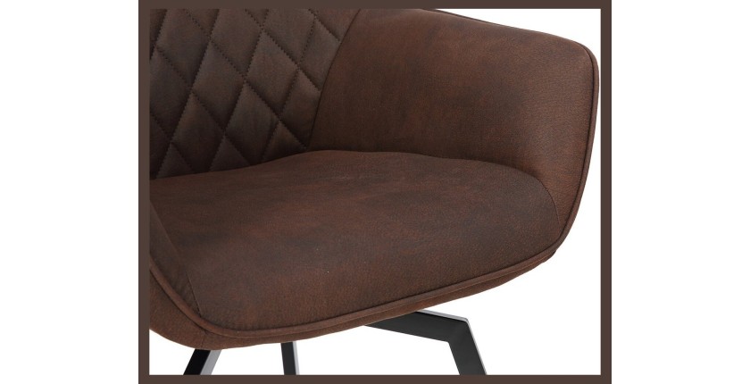 Chaise DORA PU Micro fibre Brun, dimensions: H84 x L59.5 x P62 cm, idéal pour votre cuisine ou salle à manger