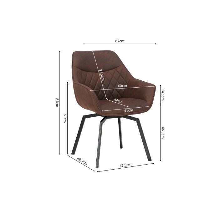 Chaise DORA PU Micro fibre Brun, dimensions: H84 x L59.5 x P62 cm, idéal pour votre cuisine ou salle à manger