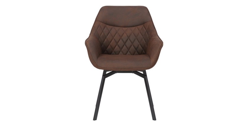 Chaise DORA PU Micro fibre Brun, dimensions: H84 x L59.5 x P62 cm, idéal pour votre cuisine ou salle à manger