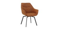 Chaise DORA PU Micro fibre Cognac, dimensions: H84 x L59.5 x P62 cm, idéal pour votre cuisine ou salle à manger