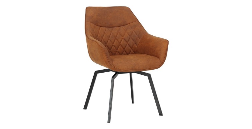 Chaise DORA PU Micro fibre Cognac, dimensions: H84 x L59.5 x P62 cm, idéal pour votre cuisine ou salle à manger