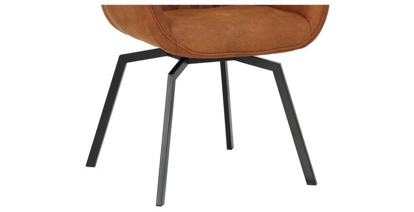 Chaise DORA PU Micro fibre Cognac, dimensions: H84 x L59.5 x P62 cm, idéal pour votre cuisine ou salle à manger